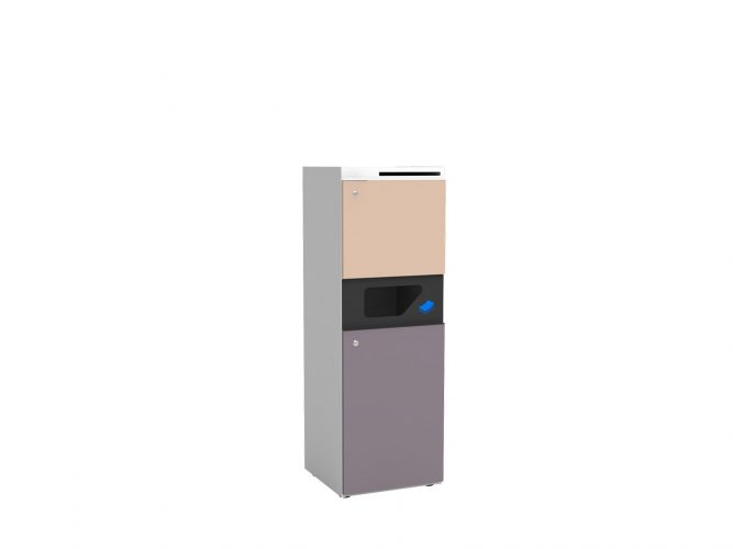 for paper waste, with lockable top compartment