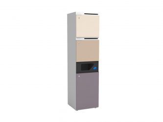 for paper waste, with 2 lockable top compartments