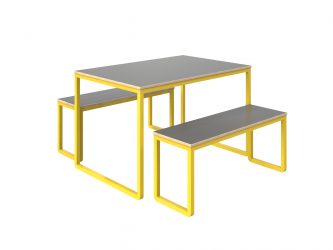 2 benches with tables, melamined