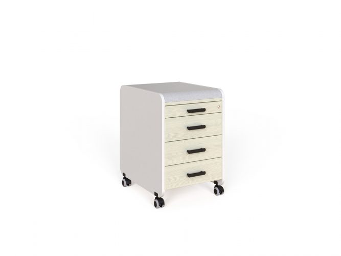3+1 drawer, upholstered top, with castors