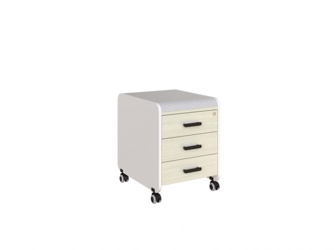 3 drawer, upholstered top, with castors