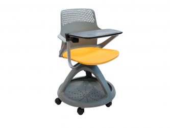 with castors, armrest and writing pad, equipped with bag hanger