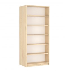 two-sided bookshelf with 5 shelves