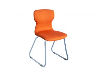 Soliwood chair with skid legs, fully upholstered