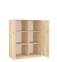 classic, center-divided cabinet with two shelves