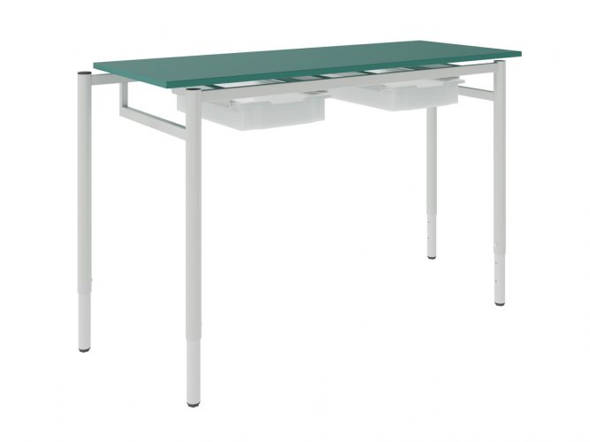 with HPL top, rectangular, adjustable, with Gratnell's drawer