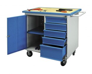 Tool storage cabinet on castors