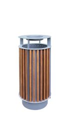 Round, with oak slats, with ashtray