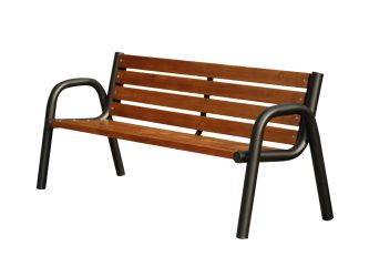 Outdoor bench for 3 persons, with support