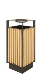 Square, oak slats, with ashtray