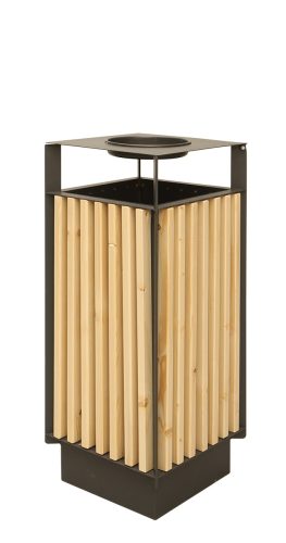 Square, oak slats, with ashtray