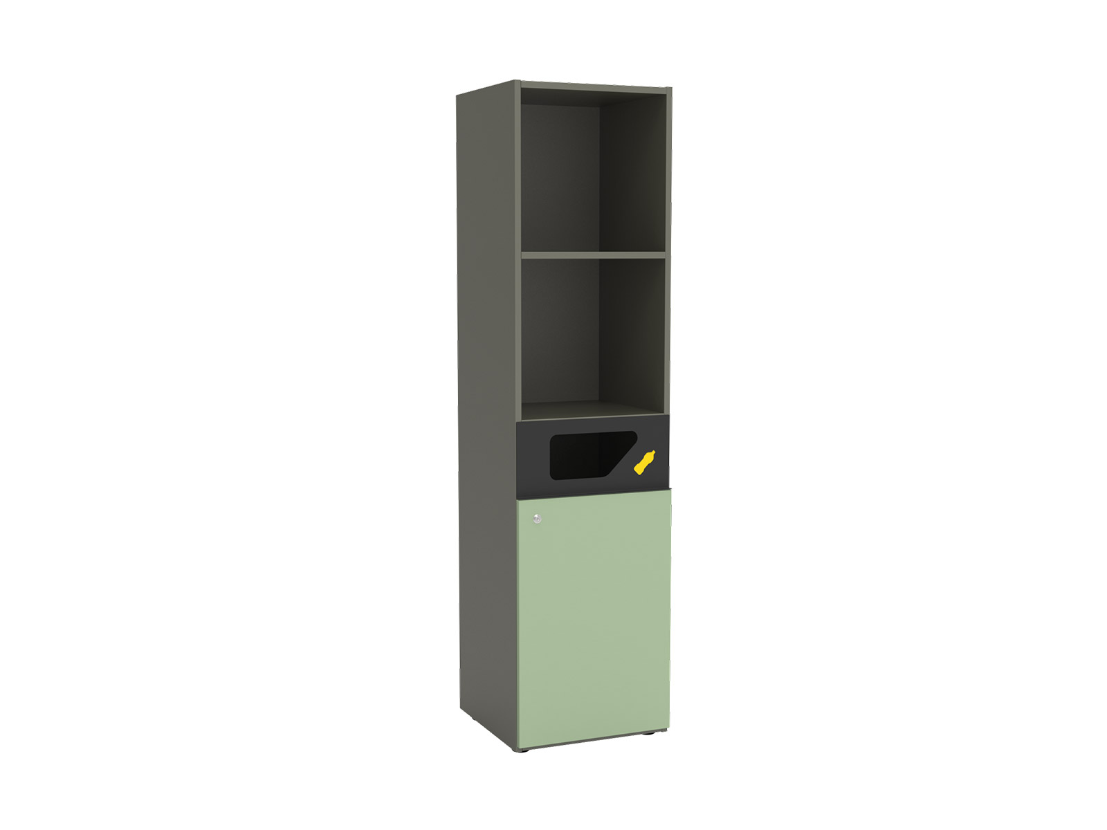 for plastic waste, with 2 open top compartments