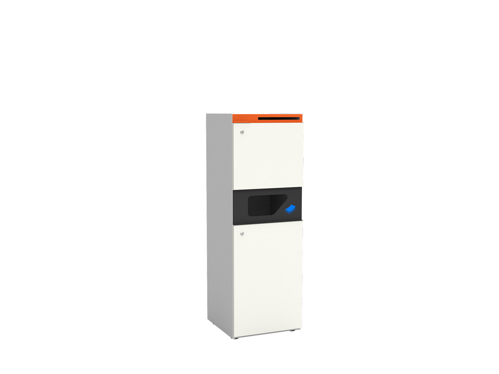 for paper waste, with lockable top compartment