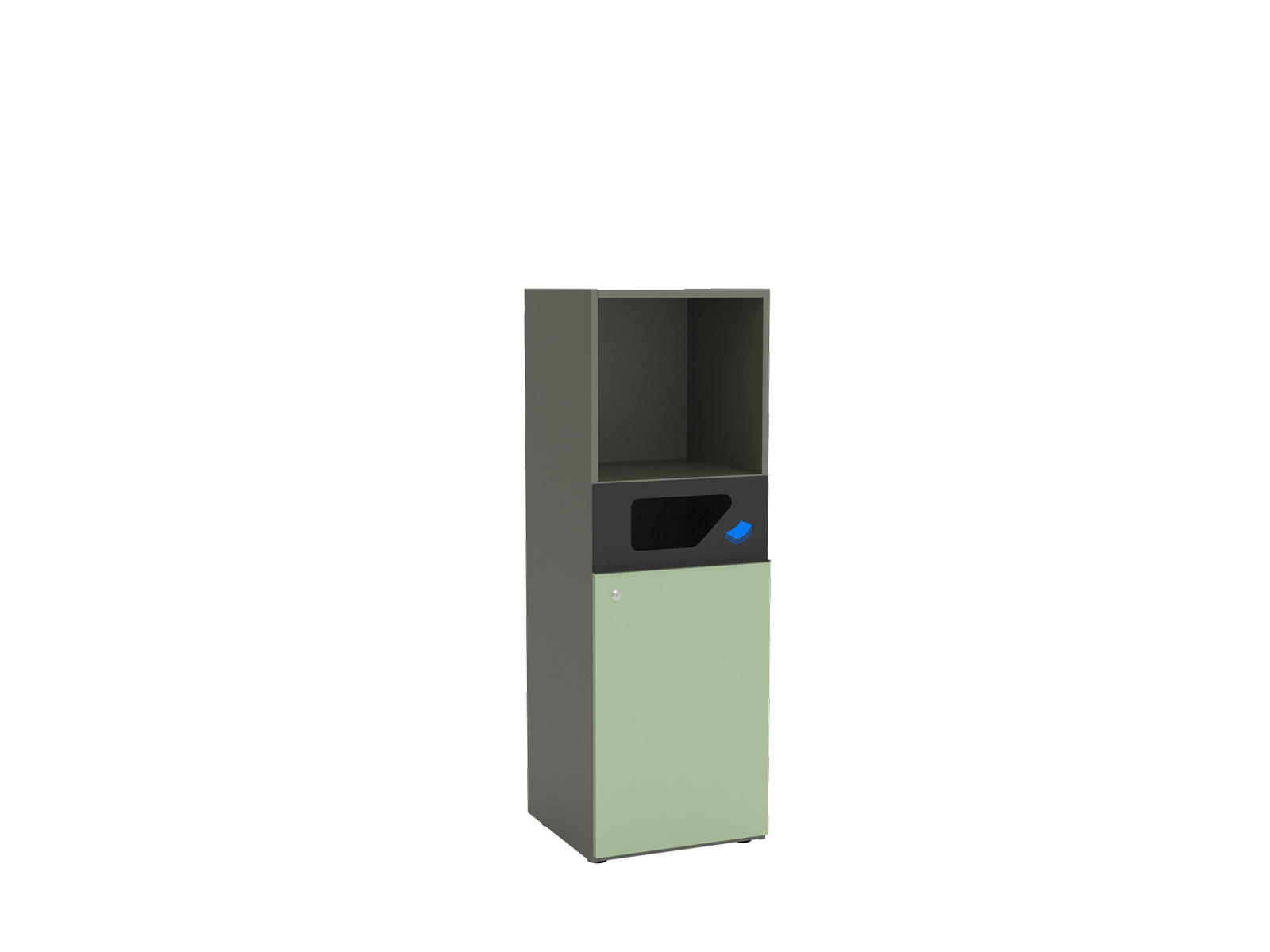 for paper waste, with open top compartment