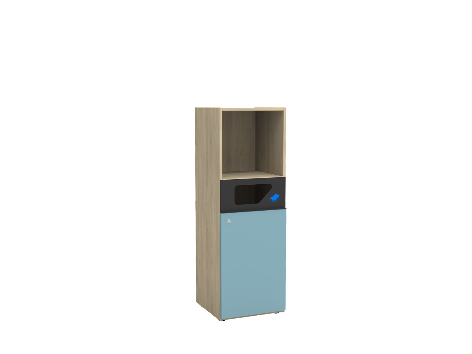 for paper waste, with open top compartment