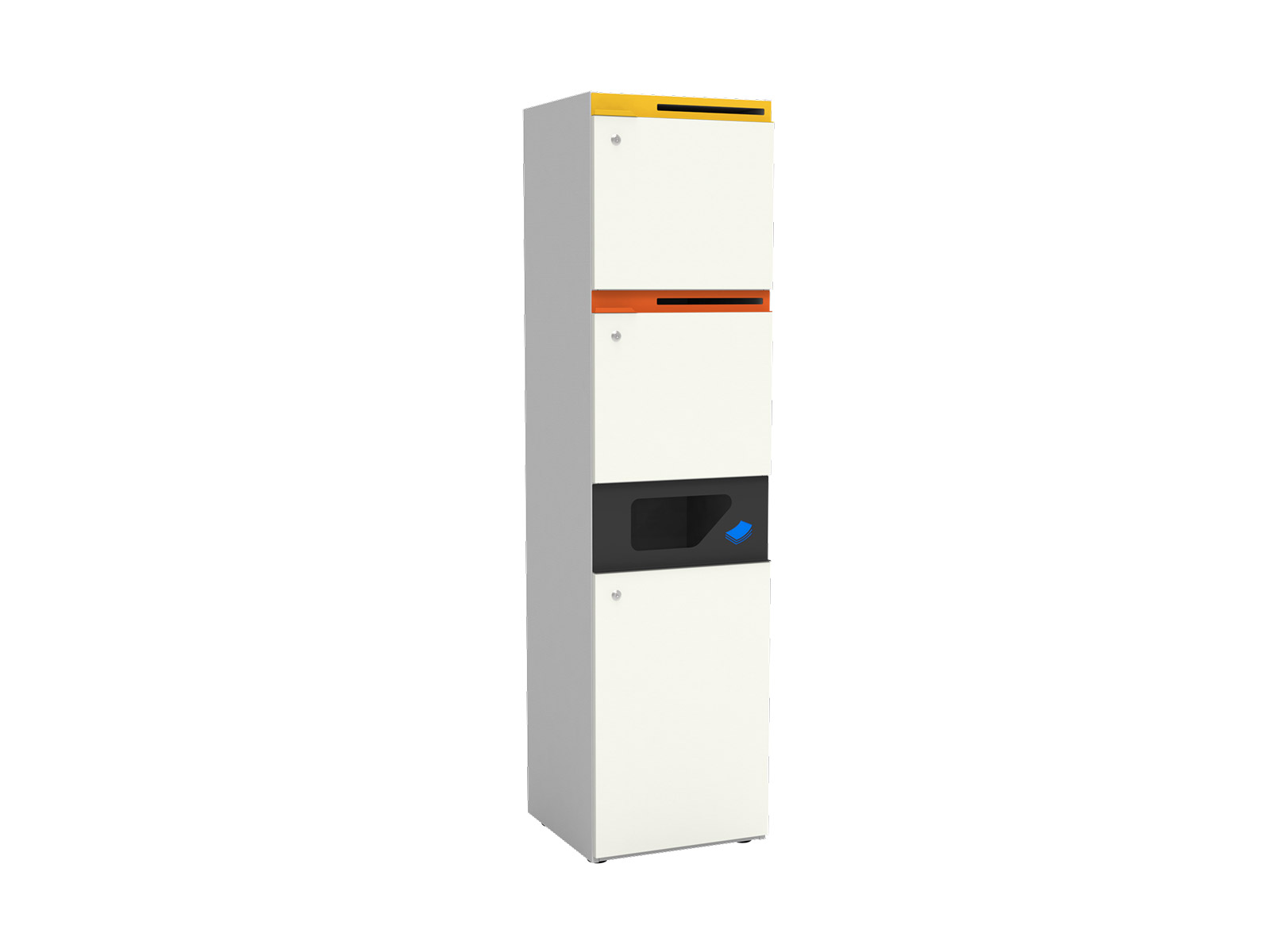 for paper waste, with 2 lockable top compartments