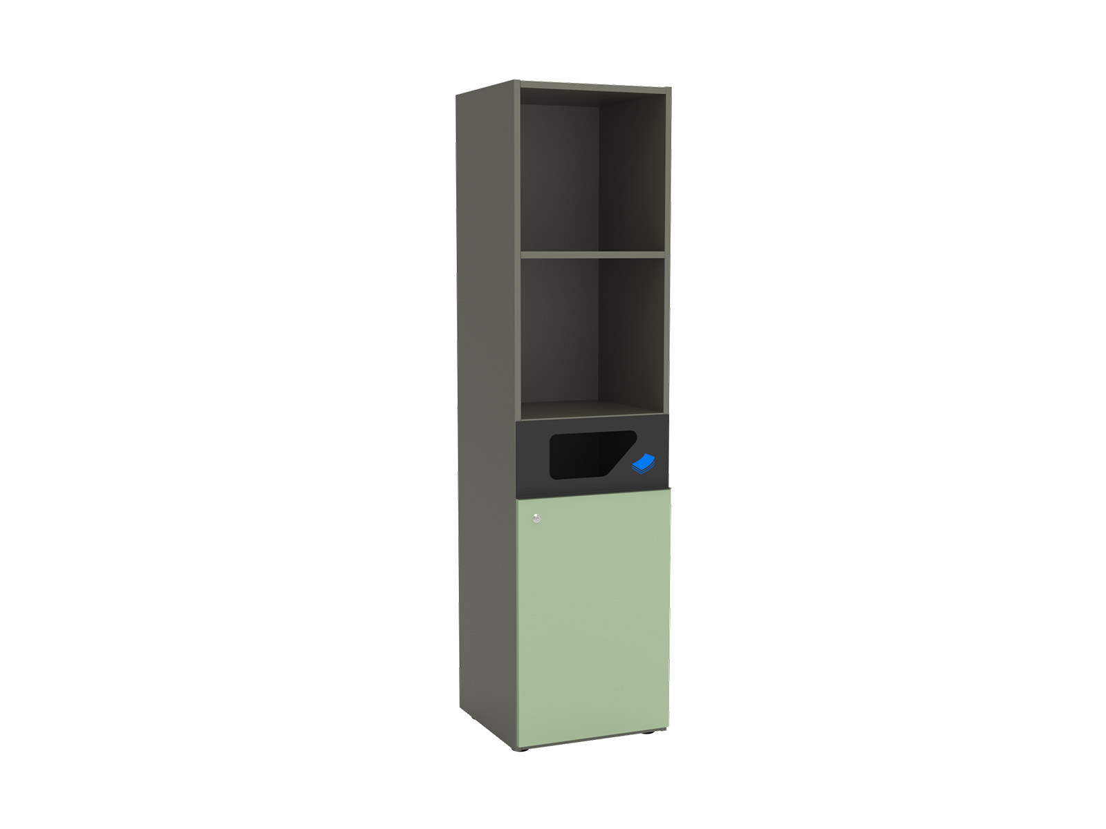 for paper waste, with 2 open top compartments