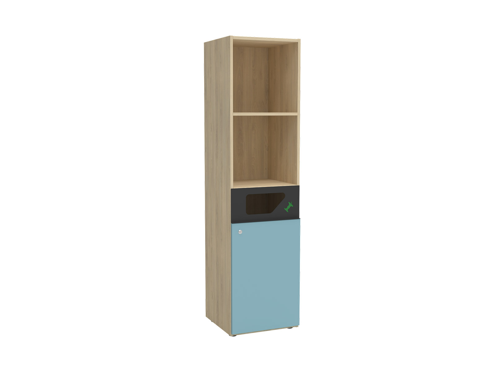 for mixed waste, with 2 open top compartment