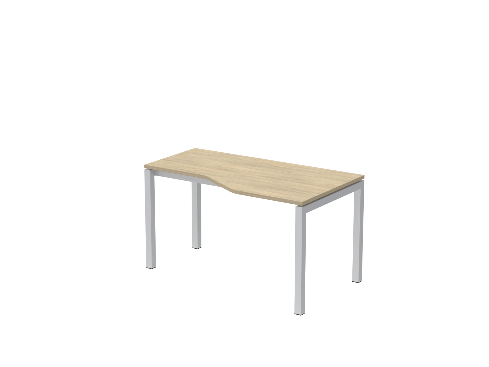 140x80 cm, E metal legs, curved, right-handed